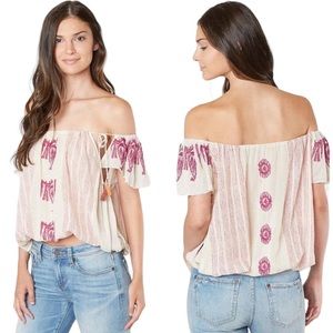 Free People Linen Pukka Boho Top
